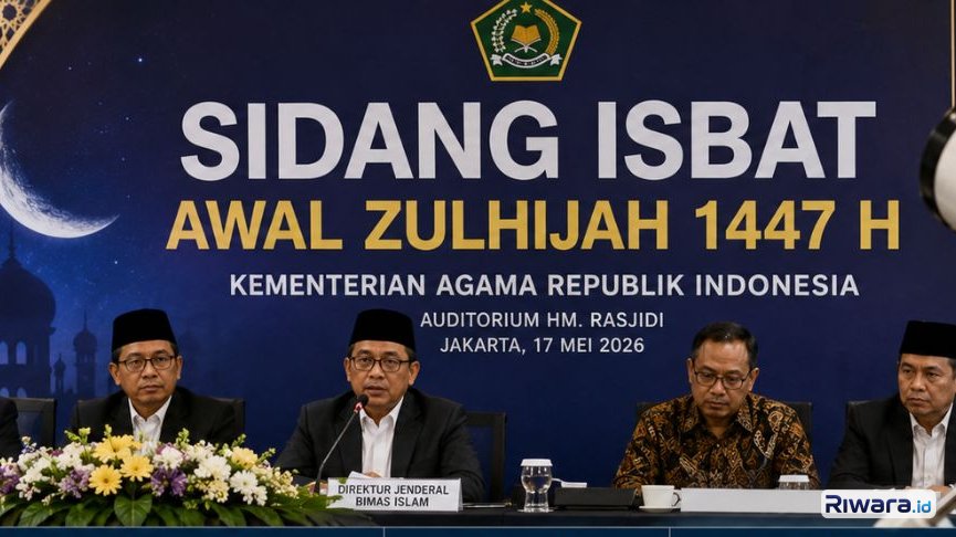 Ilustrasi sidang isbat awal Zulhijah 1447 H yang digelar Kementerian Agama RI untuk menentukan Hari Raya Iduladha 2026 disertai pemantauan hilal di 88 titik di seluruh Indonesia